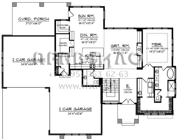 Проект двухэтажного дома с гаражом на три и более машин в современном стиле S5-274 (1020-00074)