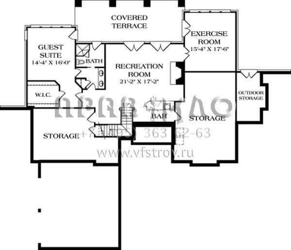 Проект двухэтажного дома с гаражом на две машины в стиле Ранчо S5-433 (3323-00279)