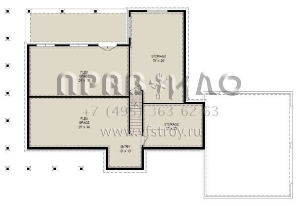 Проект двухэтажного дома с гаражом на две машины в стиле Ранчо S5-212 (940-00314)