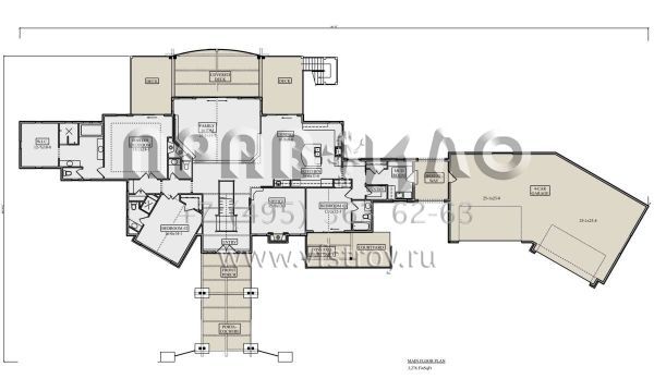 Проект одноэтажного дома с гаражом на три и более машин в американском стиле S5-304 (5631-00167)