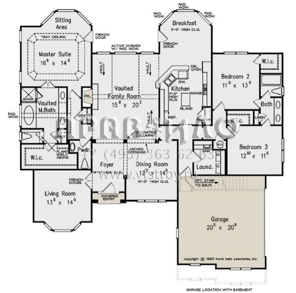 Проект одноэтажного дома с гаражом на две машины в стиле Ранчо S5-216 (8594-00165)
