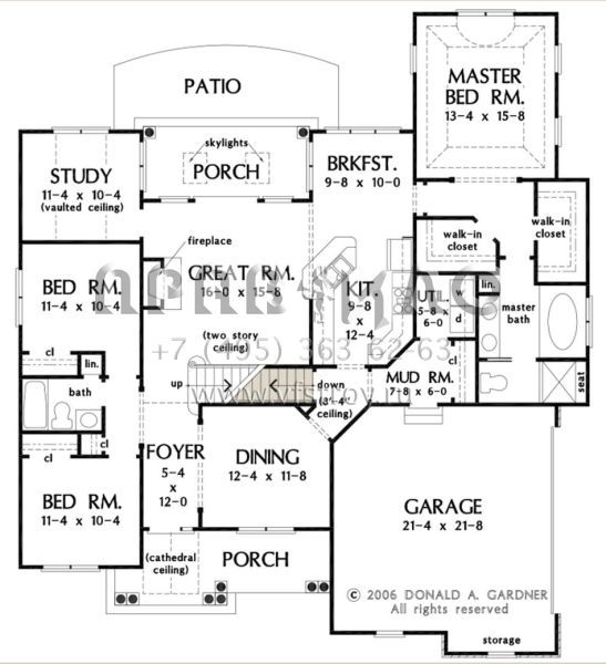 Проект двухэтажного дома с гаражом на две машины в американском стиле S5-206 (2865-00035)