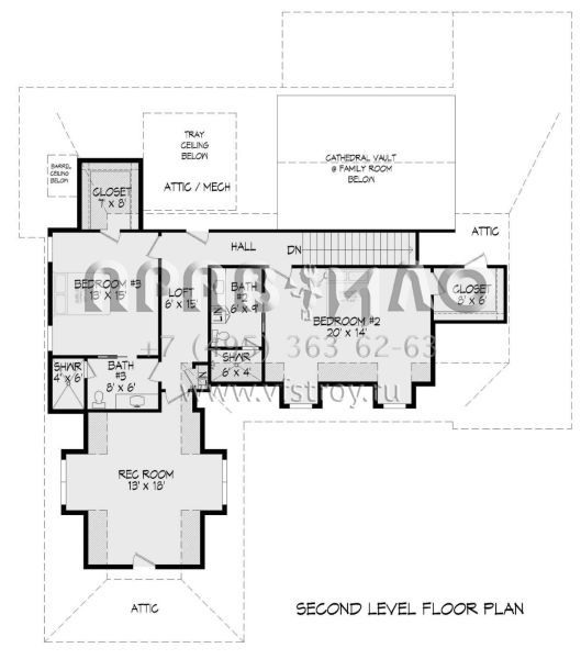 Проект двухэтажного дома с гаражом на две машины в стиле Ранчо S5-354 (940-00476)