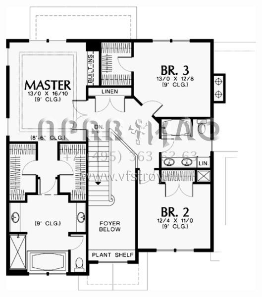 Проект двухэтажного дома с гаражом на две машины в американском стиле S5-235 (2559-00424)