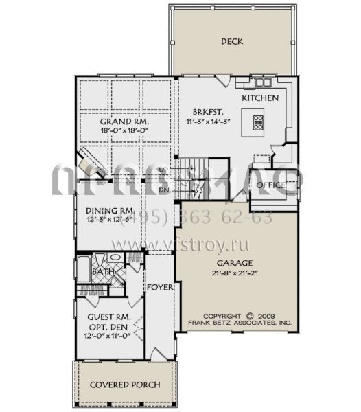 Проект двухэтажного дома с гаражом на две машины в стиле Ранчо S5-298 (8594-00210)