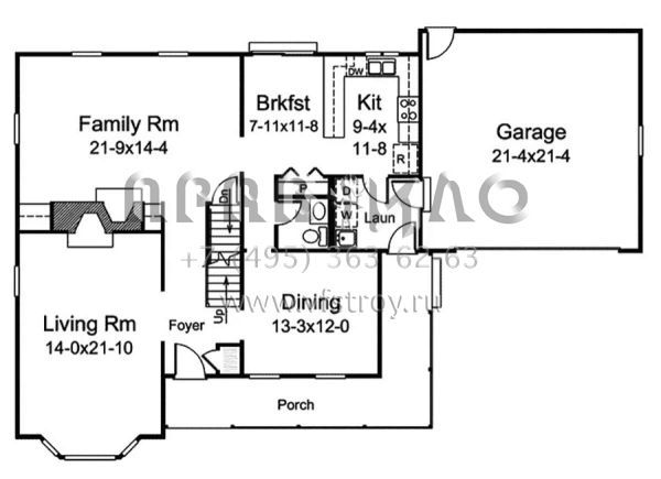 Проект двухэтажного дома с гаражом на две машины в стиле Ранчо S5-237 (5633-00436)