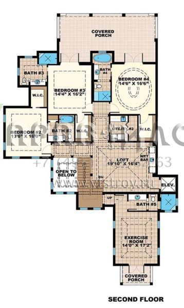 Проект двухэтажного дома с гаражом на три и более машин в современном стиле S5-540 (1018-00212)