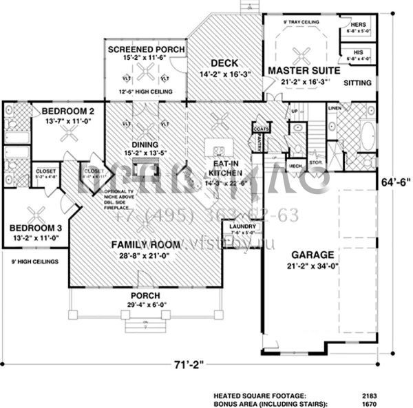 Проект одноэтажного дома с гаражом на три и более машин в стиле Ранчо S5-203 (036-00245)