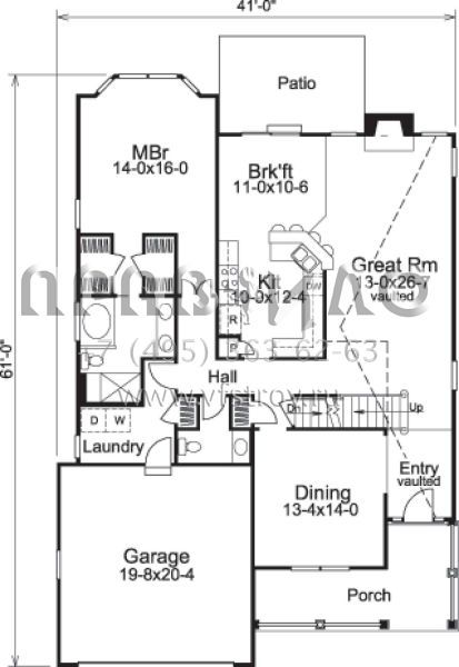 Проект двухэтажного дома с гаражом на две машины в стиле Ранчо S5-207 (5633-00101)
