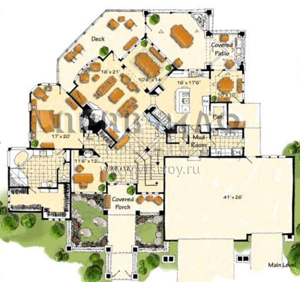 Проект двухэтажного дома с гаражом на три и более машин в стиле Шале S5-546 (1907-00016)