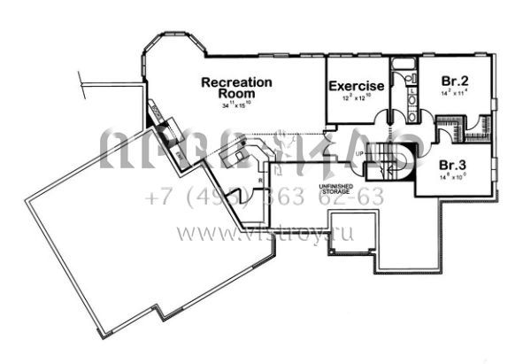 Проект одноэтажного дома с гаражом на две машины в английском стиле S5-207 (402-00644)
