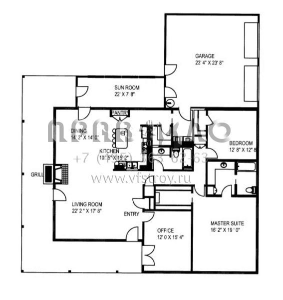 Проект одноэтажного дома с гаражом на две машины в скандинавском стиле S5-187 (039-00525)