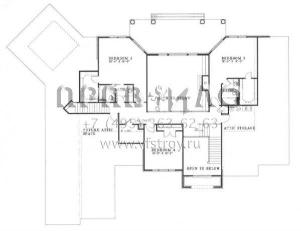 Проект двухэтажного дома с гаражом на три и более машин в стиле Ранчо S5-453 (110-00152)