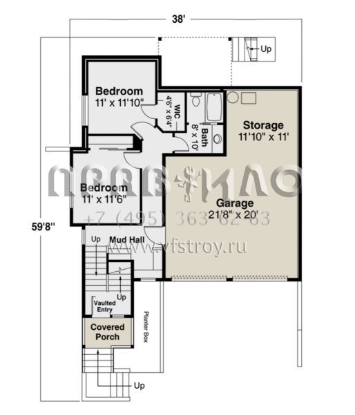 Проект двухэтажного дома с гаражом на две машины в современном стиле S5-175 (035-00885)
