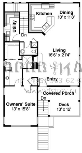 Проект двухэтажного дома с гаражом на одну машину в современном стиле S5-190 (035-00403)