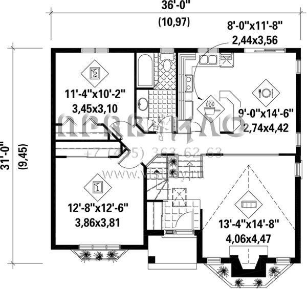 Проект одноэтажного дома без гаража в английском стиле S5-98 (6146-00108)