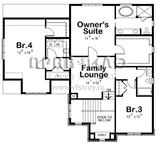 Проект двухэтажного дома с гаражом на две машины в стиле Ранчо S5-252 (402-01475)