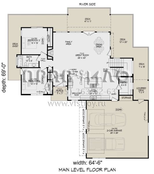 Проект двухэтажного дома с гаражом на две машины в современном стиле S5-319 (940-00714)