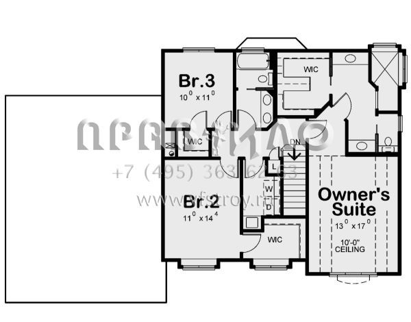 Проект двухэтажного дома с гаражом на две машины в американском стиле S5-210 (402-01620)