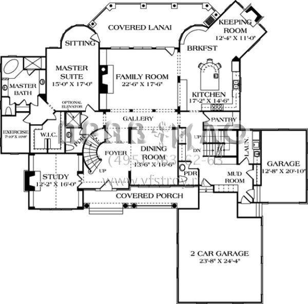 Проект двухэтажного дома с гаражом на три и более машин в стиле Ранчо S5-615 (3323-00474)