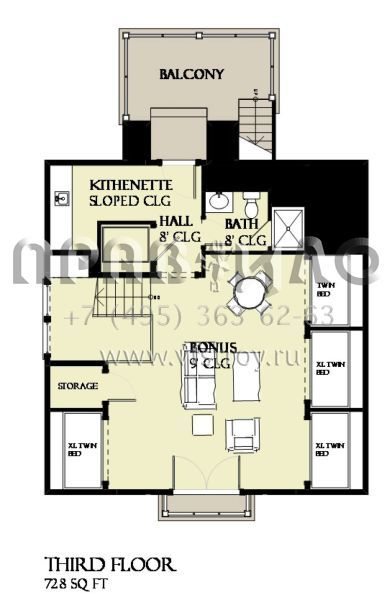 Проект трехэтажного дома с гаражом на две машины в прибрежном стиле S5-322 (1637-00114)