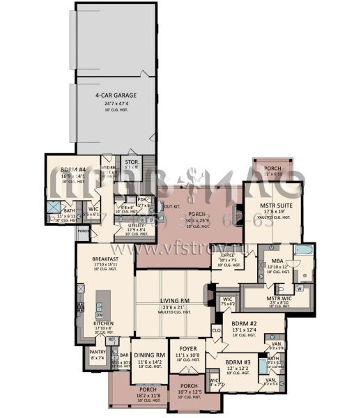 Проект одноэтажного дома с гаражом на три и более машин в современном стиле S5-368 (5995-00020)