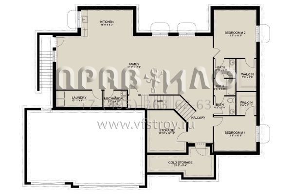 Проект одноэтажного дома с гаражом на две машины в американском стиле S5-314 (2802-00137)