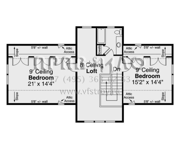 Проект двухэтажного дома с гаражом на две машины в стиле Ранчо S5-225 (035-00934)