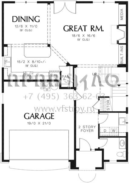 Проект двухэтажного дома с гаражом на две машины в английском стиле S5-195 (2559-00398)