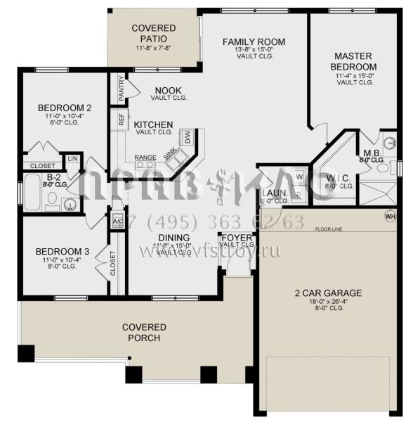 Проект одноэтажного дома с гаражом на две машины в стиле Ранчо S5-138 (3978-00220)