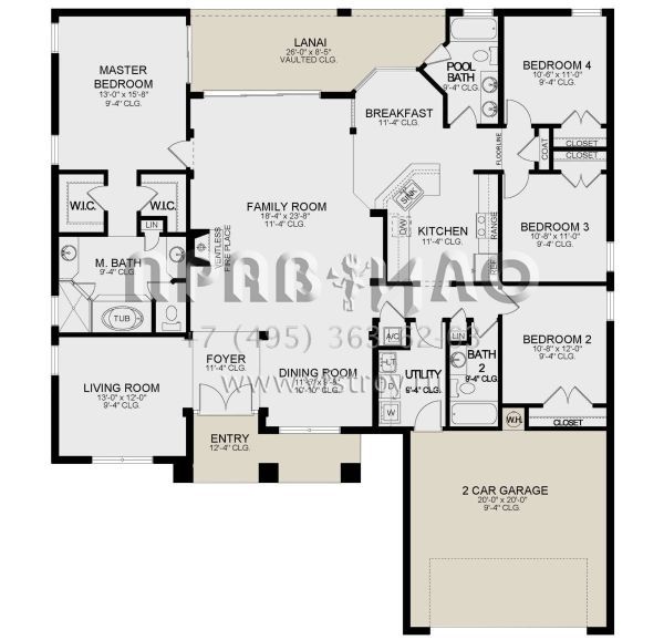 Проект одноэтажного дома с гаражом на две машины в стиле Ранчо S5-212 (3978-00238)