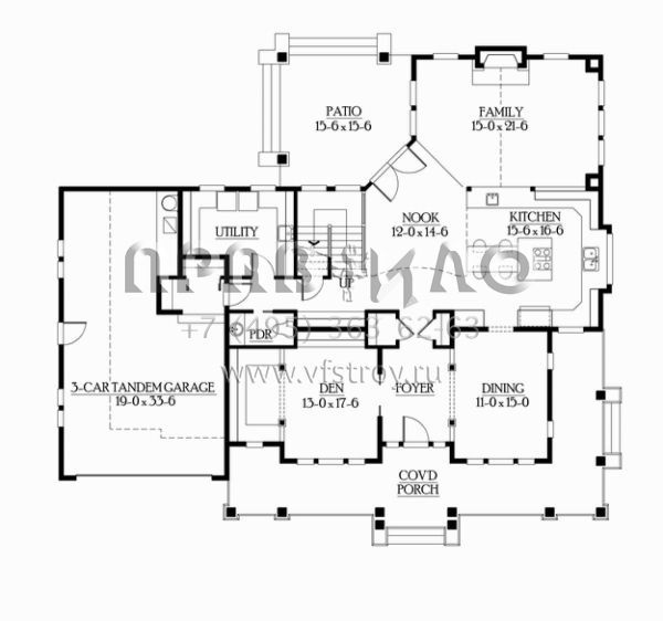 Проект двухэтажного дома с гаражом на три и более машин в американском стиле S5-308 (341-00013)