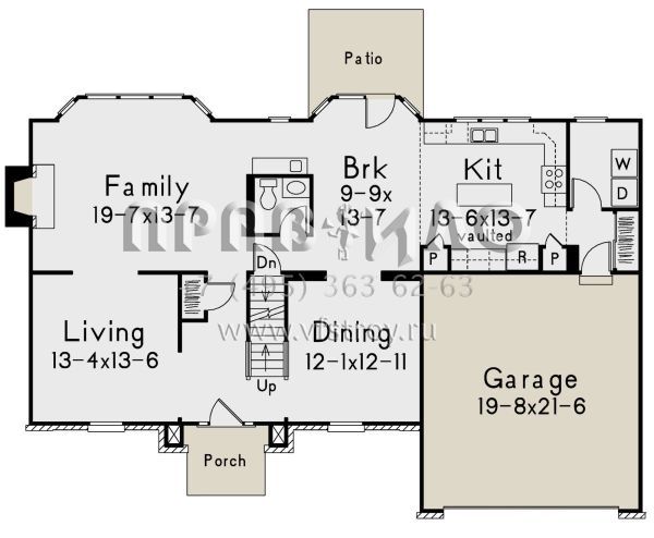 Проект двухэтажного дома с гаражом на две машины в стиле Ранчо S5-223 (5633-00328)
