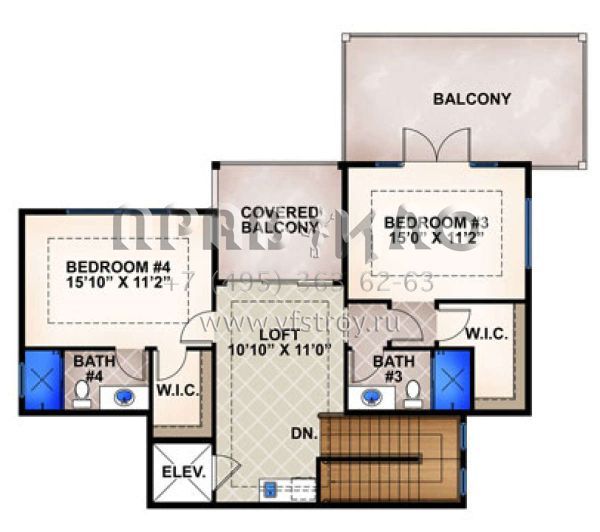 Проект двухэтажного дома с гаражом на две машины в прибрежном стиле S5-308 (5565-00012)