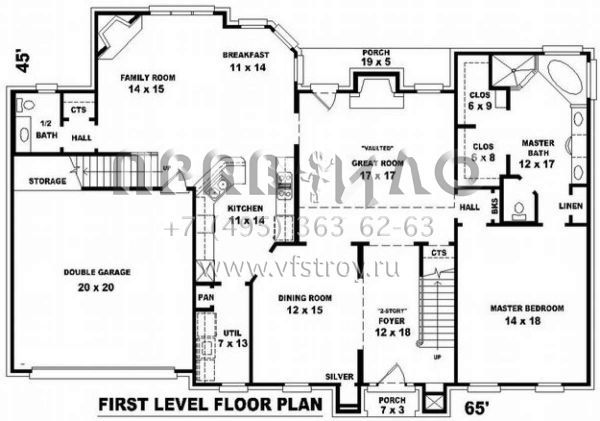 Проект двухэтажного дома с гаражом на две машины в английском стиле S5-326 (053-01156)