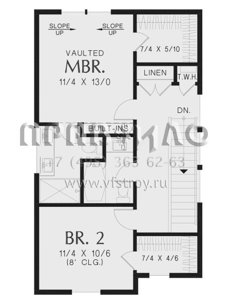 Проект двухэтажного дома без гаража в современном стиле S5-118 (2559-00979)