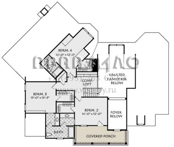 Проект двухэтажного дома с гаражом на три и более машин в стиле Ранчо S5-282 (8594-00059)
