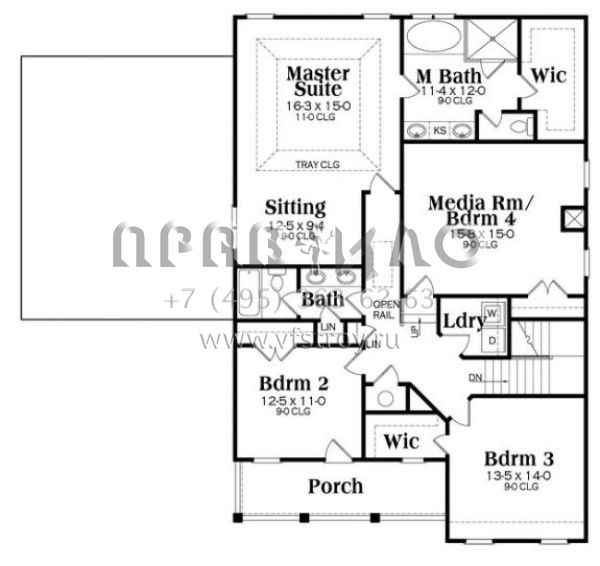 Проект двухэтажного дома с гаражом на две машины в американском стиле S5-282 (009-00267)