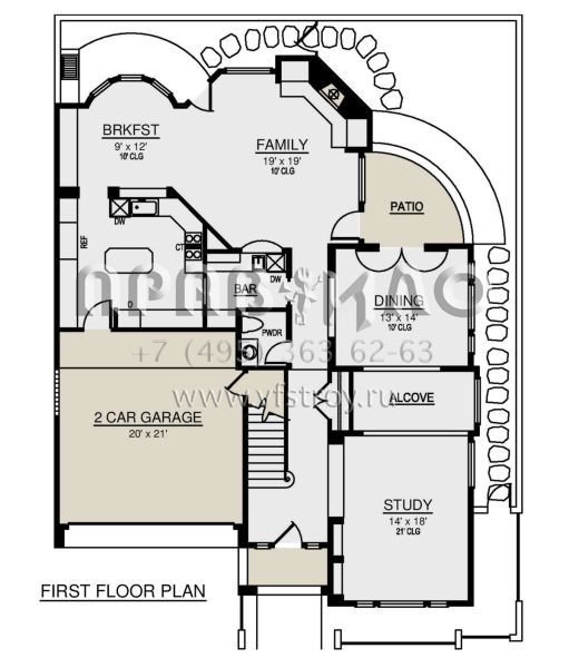 Проект двухэтажного дома с гаражом на две машины в стиле Ранчо S5-322 (5445-00364)
