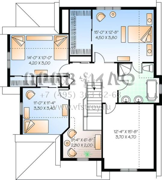 Проект двухэтажного дома с гаражом на одну машину в стиле Ранчо S5-175 (034-00393)