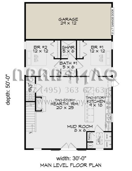 Проект двухэтажного дома с гаражом на одну машину в стиле БарнХаус S5-175 (940-00707)