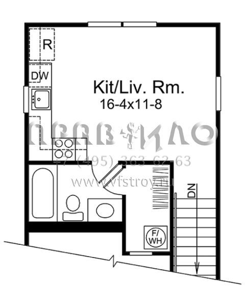Проект двухэтажного дома с гаражом на одну машину в стиле Ранчо S5-61 (5633-00236)