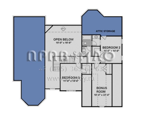 Проект двухэтажного дома с гаражом на две машины в стиле Ранчо S5-209 (036-00102)