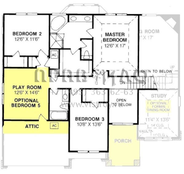 Проект двухэтажного дома с гаражом на три и более машин в стиле Ранчо S5-232 (4848-00301)
