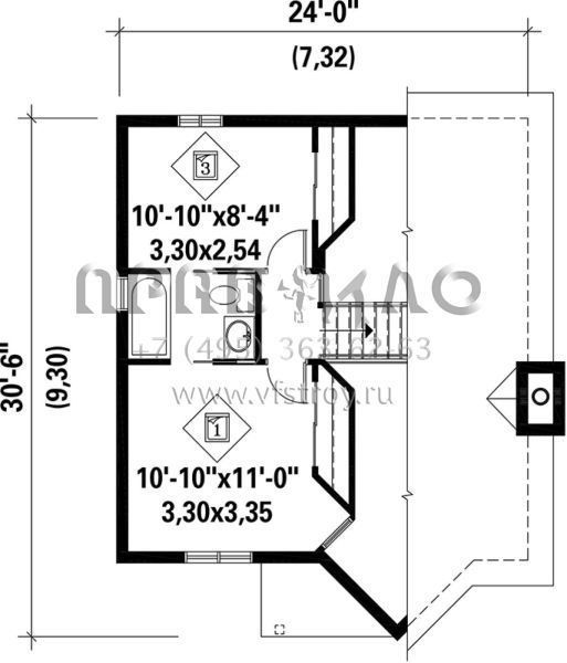 Проект двухэтажного дома без гаража в стиле Шале S5-92 (6146-00138)