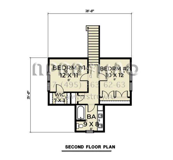 Проект двухэтажного дома без гаража в стиле Ранчо S5-180 (2464-00022)