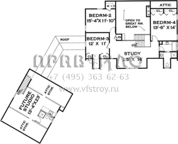 Проект двухэтажного дома с гаражом на три и более машин в стиле Ранчо S5-259 (033-00058)