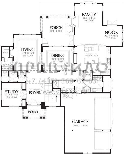 Проект двухэтажного дома с гаражом на три и более машин в прибрежном стиле S5-332 (2559-00517)