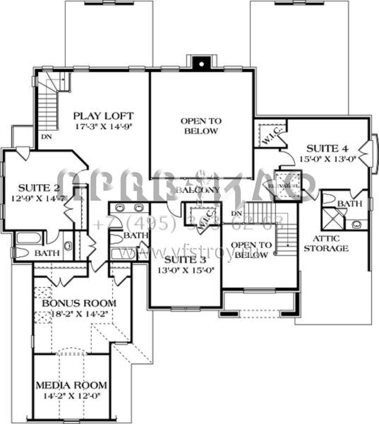 Проект двухэтажного дома с гаражом на три и более машин в стиле Ранчо S5-656 (3323-00551)