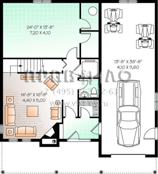 Проект двухэтажного дома с гаражом на две машины в стиле Ранчо S5-294 (034-00897)